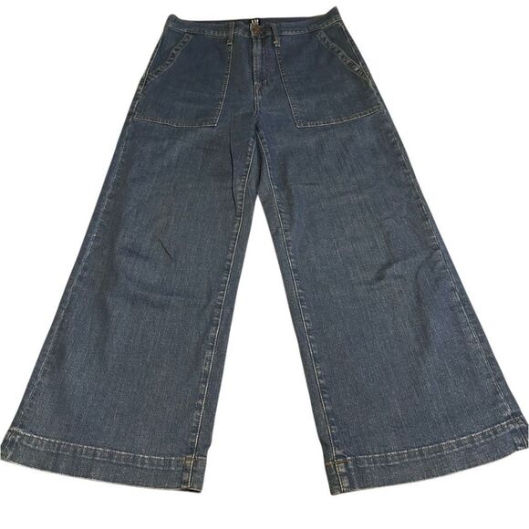 Gap Wide Leg Womens High Rise Stretch Cropped Jeans Size 30 Medium Wash - Picture 1 of 12